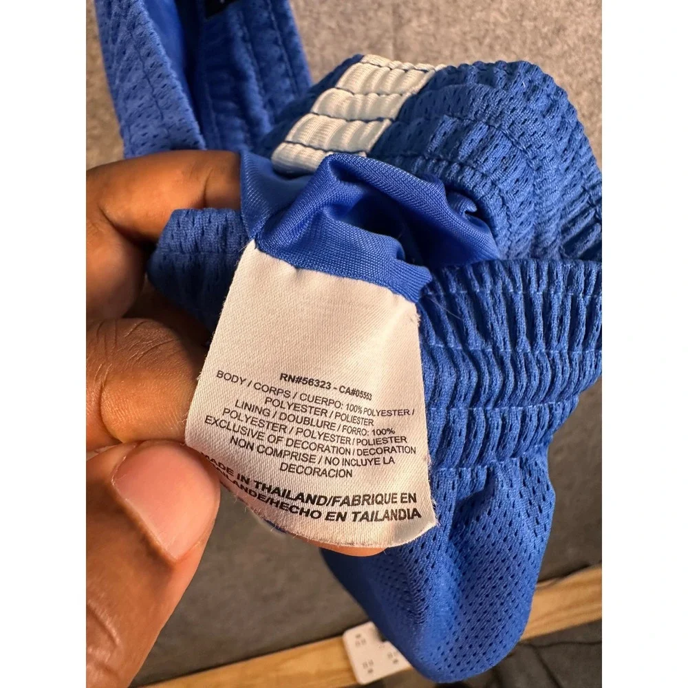 Nike Basketball Mens Royal Blue Mesh Athletic Shorts White Stripe 362664-450 L